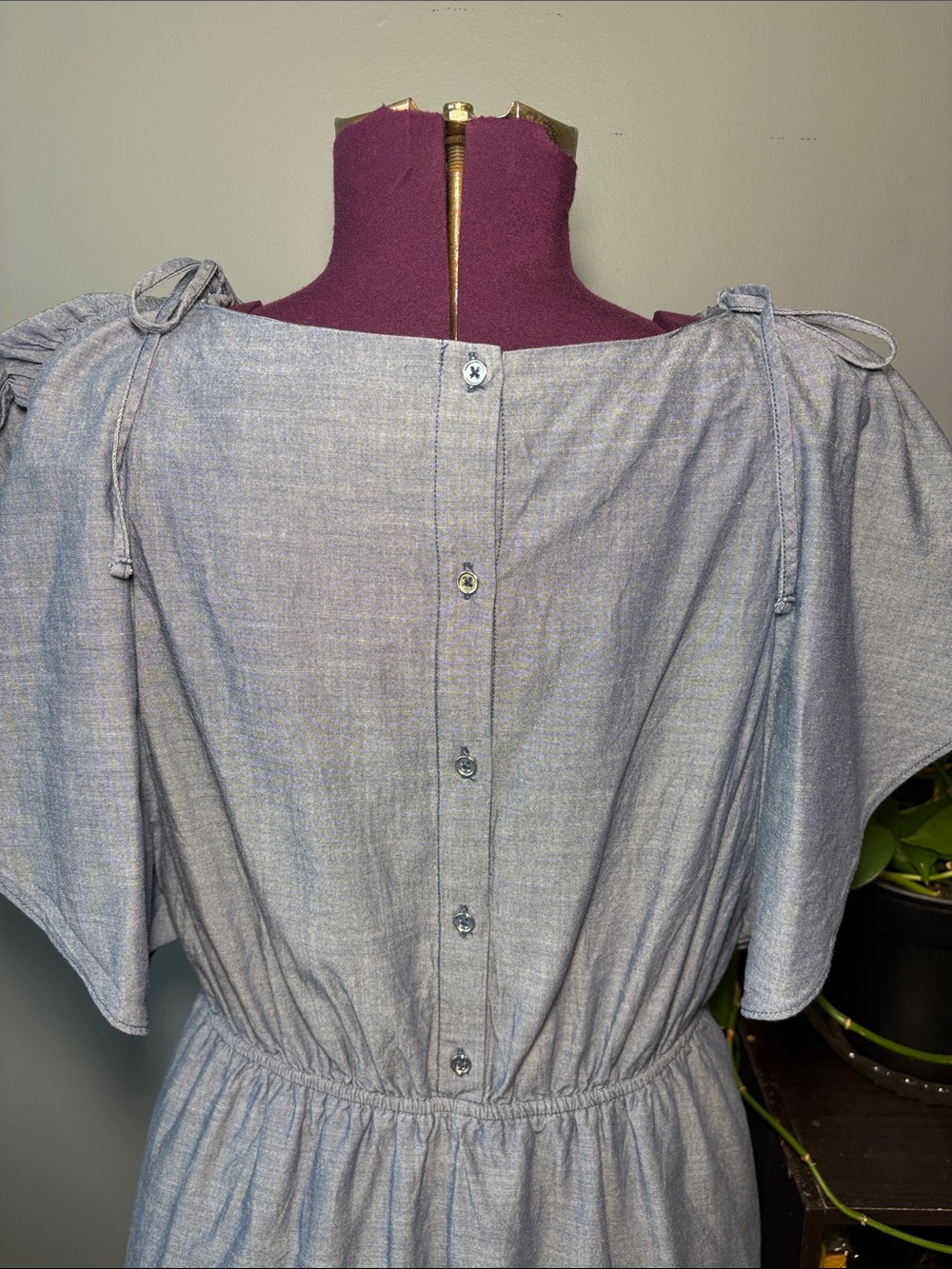 A New Day Light Denim Blue Women's Boatneck Flutter Sleeve A-Line Dress - Picture 7 of 12